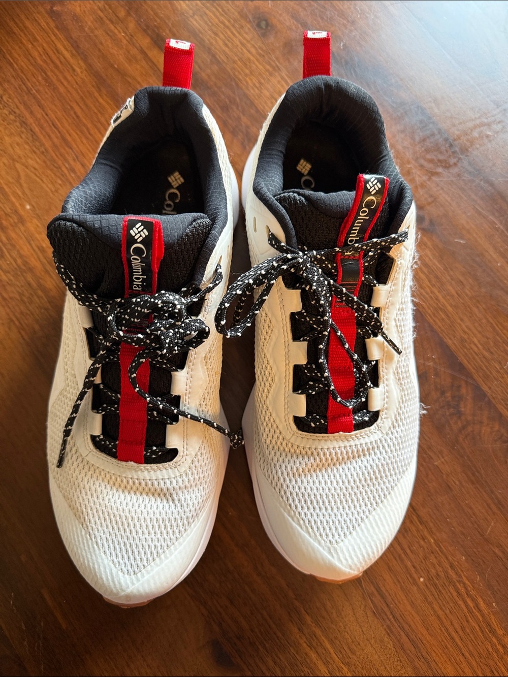 Columbia waterproof White Sneakers with Red and Black Accents 9M